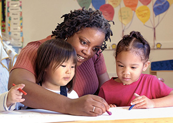 teacher with students