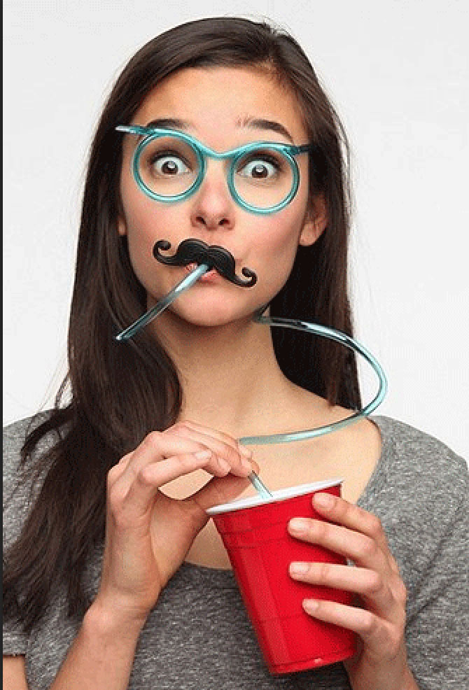 drinking eyeglasses stache straw
